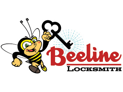 Beeline Locksmith bee character illustration locksmith logo type vector