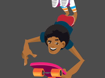 Skateboarder2 1970s boy character illustration skateboarder vector