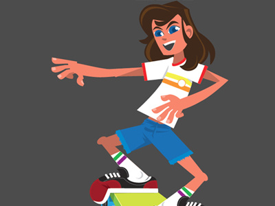 Skateboarder3 1970s character guy illustration skateboarder vector