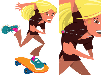 Skateboarder4 1970s boy character illustration skateboarder vector