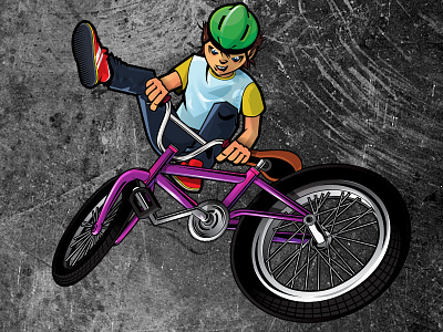 Bmx Biker action bicycle biker bmx cartoon illustration jump rider stunt vector