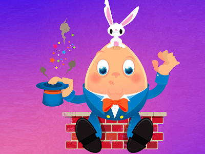 Humpty Magic cartoon character hat humpty illustration magic rabbit sitting vector wall