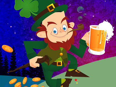 Leprechaun1 beer cartoon character gnome illustration irish legend leprechaun magical mythical skipping vector