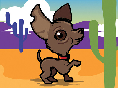 Chihuahua Trouble canine chihuahua desert dog illustration mexican miniature pet vector