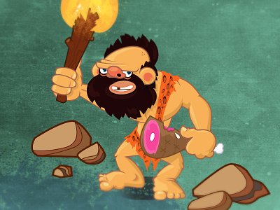 Caveman.Dribbble cartoon caveman illustration prehistoric primitive stock vector