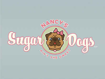 Nancy's Sugar Dogs animal cartoon character cookie graphic design illustration layout logo pug dog retro vector vintage