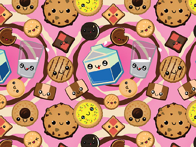 Kawaii Kookies cookies cute glass japanese kawaii milk pattern repeat