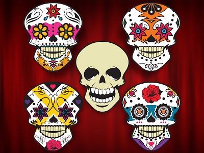 Sugar Skulls bone dead drawlloween halloween mexican skeleton skull sugarskull