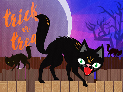 Prowler Howler black cat creepy drawlloween halloween haunted kitty moon night superstition