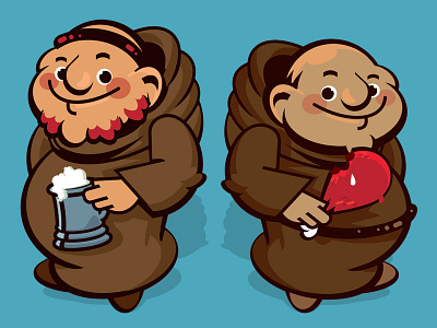 Vice Monks drink food friendly habit happy medieval monk religious robe spiritual vector