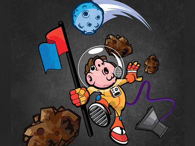 Spaceman Aceman.Dribbble asteroid astronaut capsule cartoon comet cosmos outer space pod rocket space travel universe