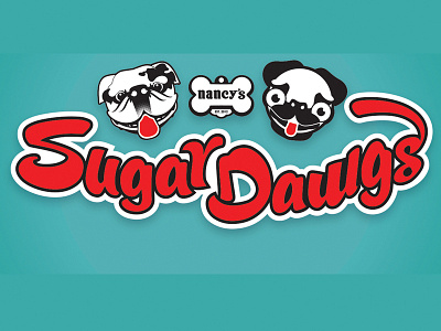 Sugardawgs logo cartoon character dog lettering logo retro vintage