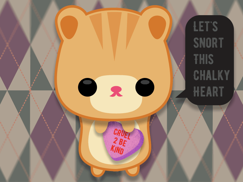 Boo Boo Hamster plays Cupid animation candy character hamster illustration mascot pet snarky valentine