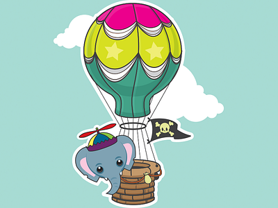 Elephantino Summer Tour animal balloon beanie cartoon cloud elephant journey pirate sticker