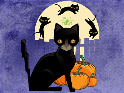 Black Cats Dance animal blackcat halloween creature drawlloween16 moon spooky supernatural superstition