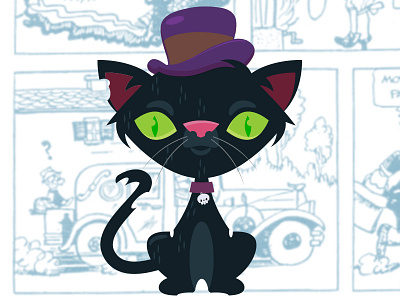 Stogie The Cat alleycat black cat feral gothic halloween hat retro vintage