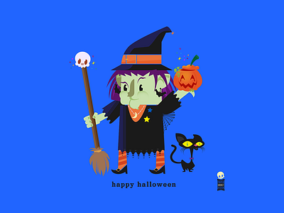 Happy Halloween 2019! Ms. Flitch the Pumpkin Witch cartoon character characterdesign halloween monster retro spooky vector witch