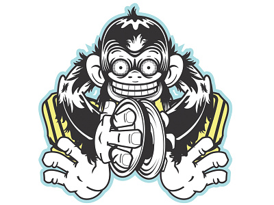 Mad Cymbal Monkey chimp creepy cymbal evil fun iconic illustration instrument kid logo mad mechanical monkey music percussion retro simian strange supernatural toy vector vintage