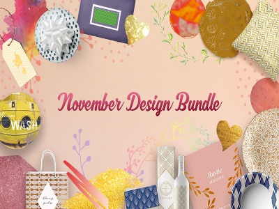 Dribble November Design Bundle 800x500 Copy design graphic design illustrations objects patterns prints textures water color
