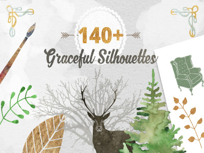 Dribble Featured Image animals design graphics illustrations mountains silhouettes trees ui ux vintage web elements