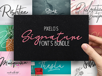 Pixelo’s Signature Fonts Bundle: 55 Font Families fonts fonts bundle signature fonts signatures typography