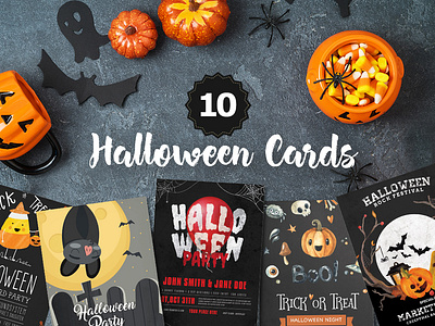 10 Free Halloween Cards cards design design design resources freebie graphic elements halloween