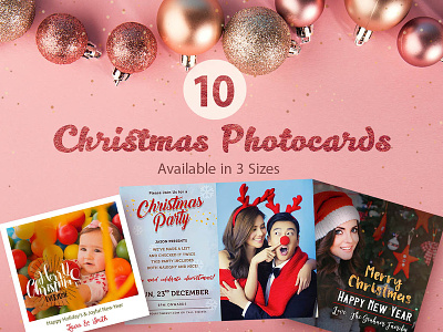 10 Free Christmas Photocards christmas card christmas party flyer design design resources freebie graphic elements photoshop