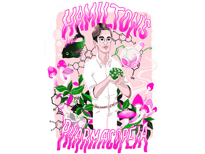 Hamilton's Pharmacopeia hand lettering illustration lettering pink and green tv viceland