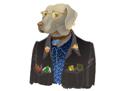 Weimaraner Portrait cute dog glasses illustration local music musician portrait