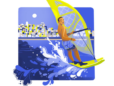 Off the Beaten Path, Greece drawing greece illustration surf travel windsurfing