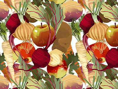 Autumn Produce Pattern, close up