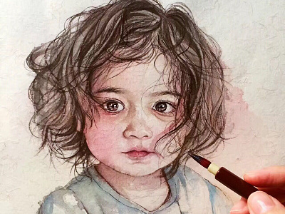 Childlike innocence character illustration watercolor