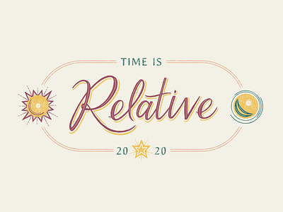 time is relative custom type hand lettering illustration lettering moon pink sun type