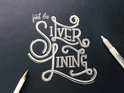 Silver Lining custom type hand lettering lettering type