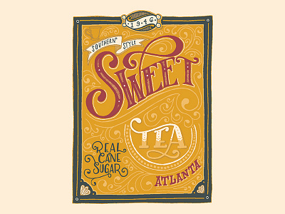 Sweet Tea Lettering custom type hand lettering lettering packaging skillshare type
