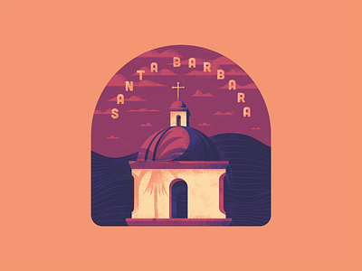 Santa Barbara Badge badge ca california lettering mission palm santa barbara