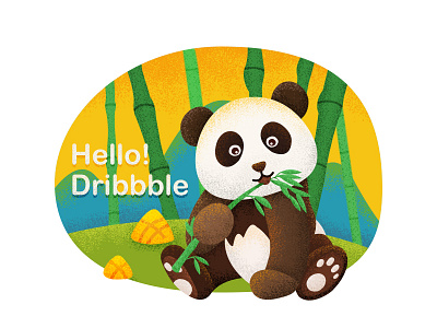 Hello Dribbble！ animal bamboo cute dribbble mountain panda