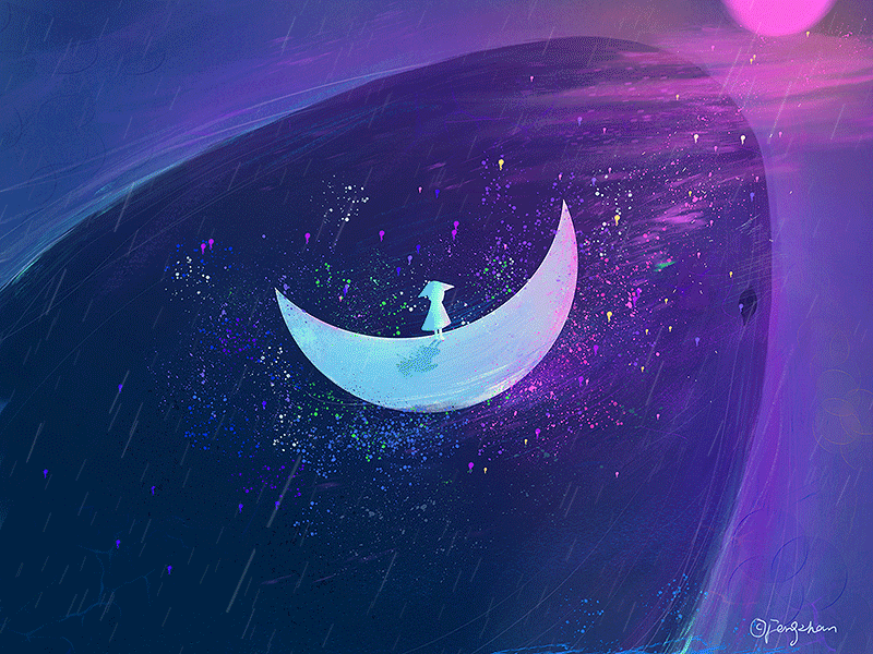梦幻之旅9 art building flat illustrations moon night purple scenery sea wather whale
