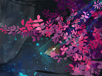 sleep art illustration night red sleep tree