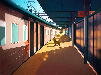 Train Station Illustration art design dream flat illustrated illustration illustrations queble scenery train station ui web project