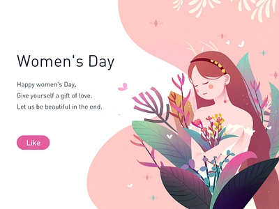 Women's Day flat illustration pink web womens day