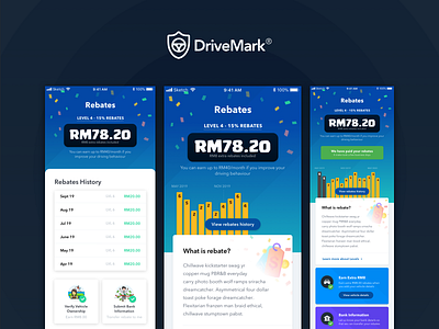 DriveMark - Rebates chart graph history insurance ios list malaysia mobile mobile app mobile ui rebates wallet