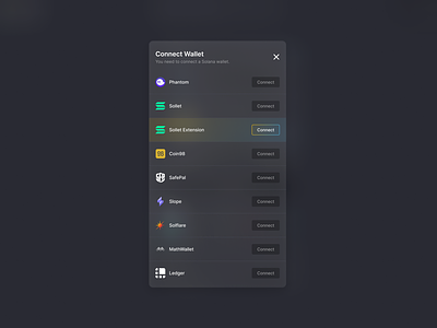 Connect Wallet Component - Dark Mode