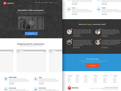 Peepso - Home Page flat design retina social network wordpress