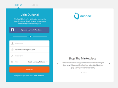 Duriana - Web Sign Up