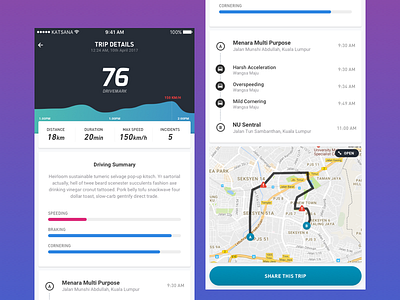 DRIVEMARK™ by KATSANA - Trip Details app details driving gradient graph ios katsana map mobile statistics timeline tracking