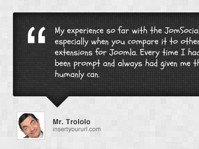 User Testimonial dark jomsocial pattern quote testimonial