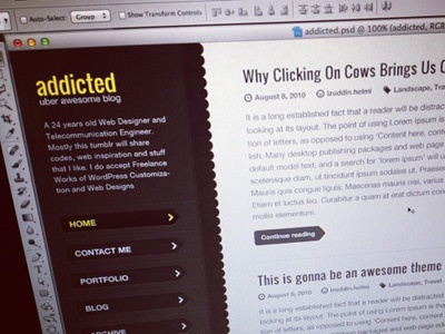 Addicted blog clean dark left texture themes wordpress yellow