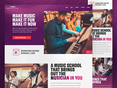 Yamaha Music School art direction branding landing page mobile music purple responsive ui ux web design