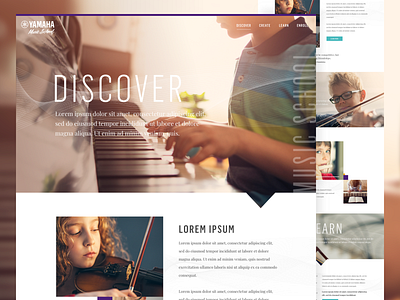 Yamaha Music School - Original Proposal art direction branding homepage landing page landing page concept responsive ui web design